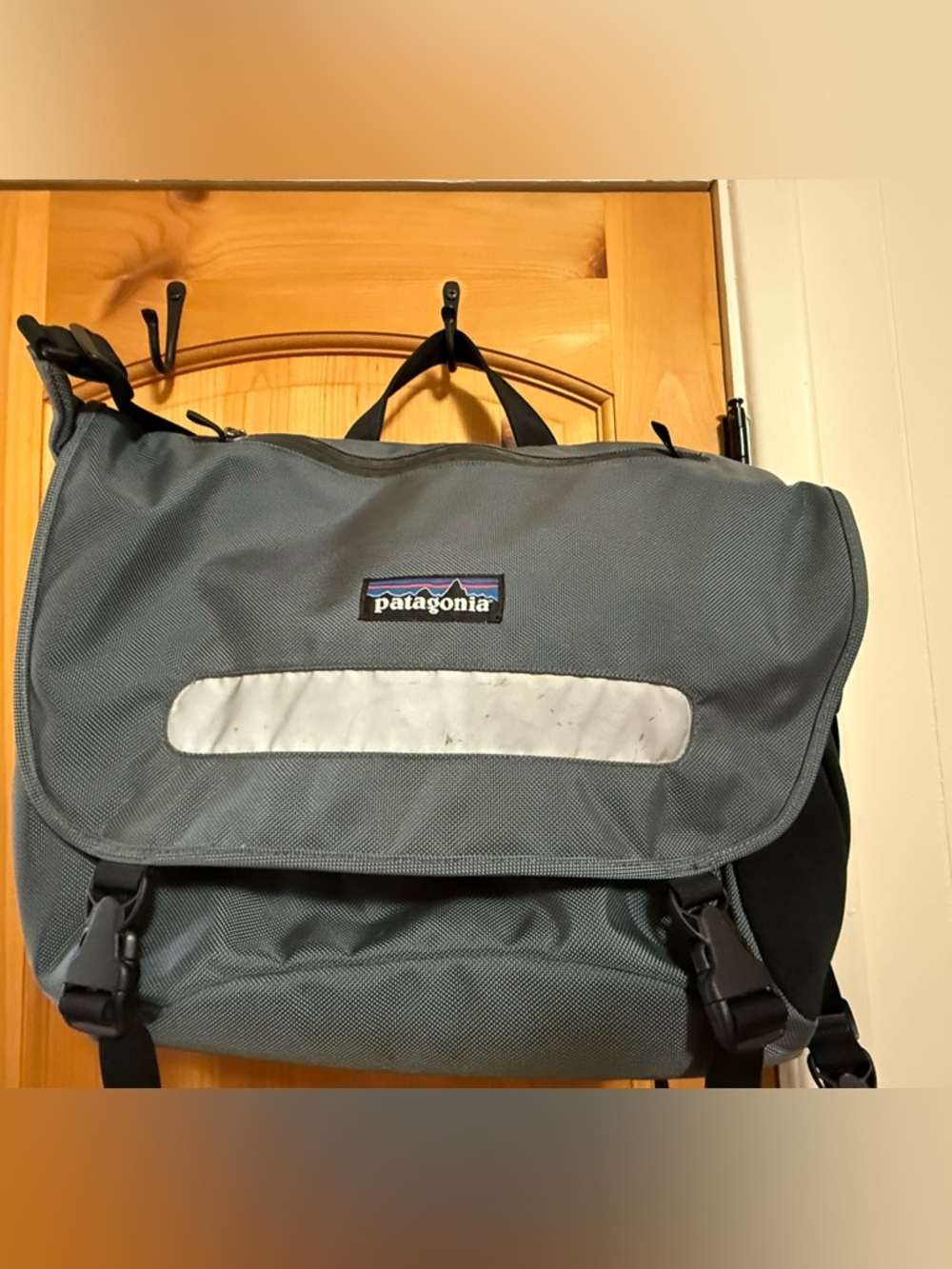 Patagonia Slate Blue Messenger Bag with Reflective Accent